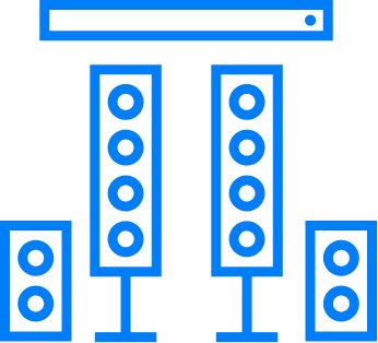 Soundbar & surround sound installation icon blue