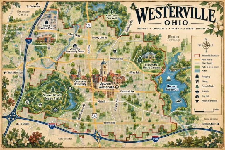 Service area map of Westerville, Ohio